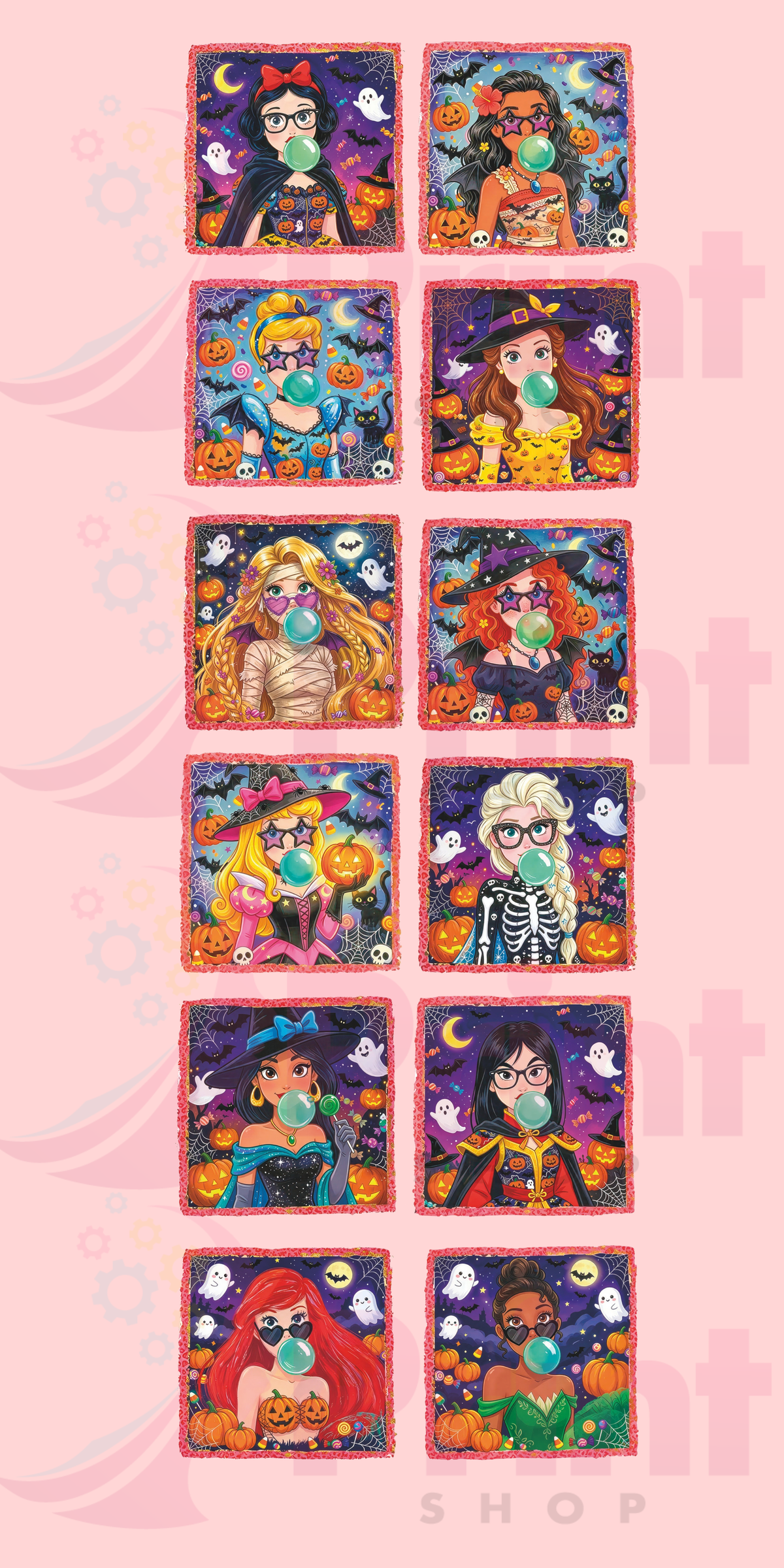 Lámina De DTF- Princesas Halloween