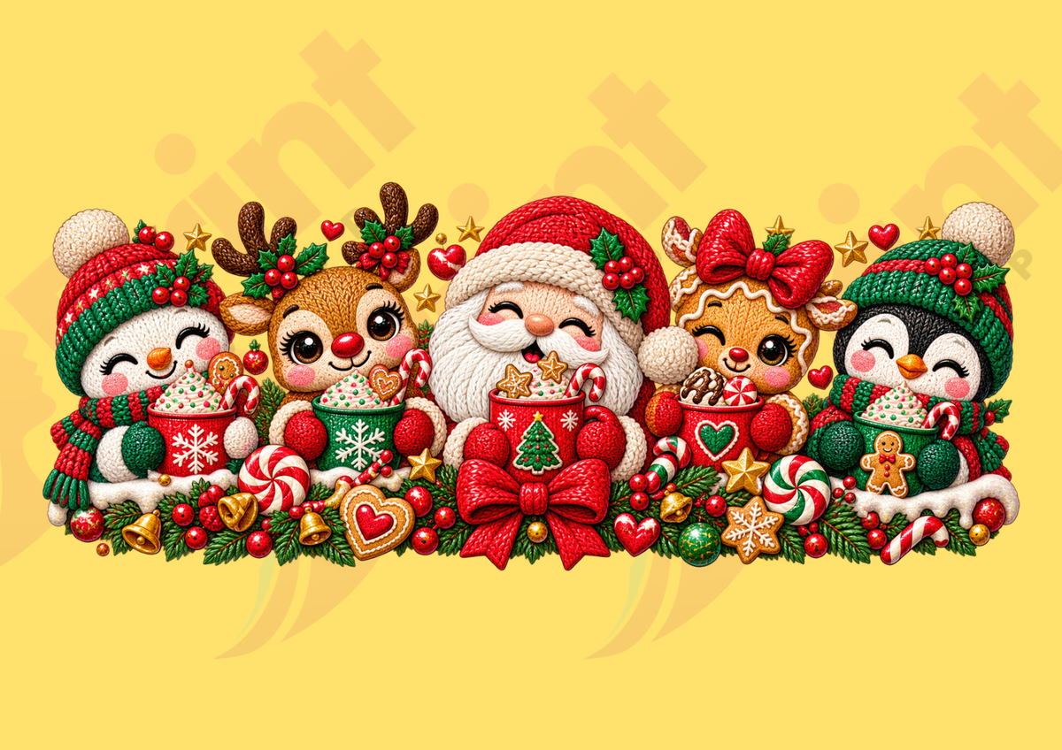 UV DTF- Navidad Santa y Pingüin
