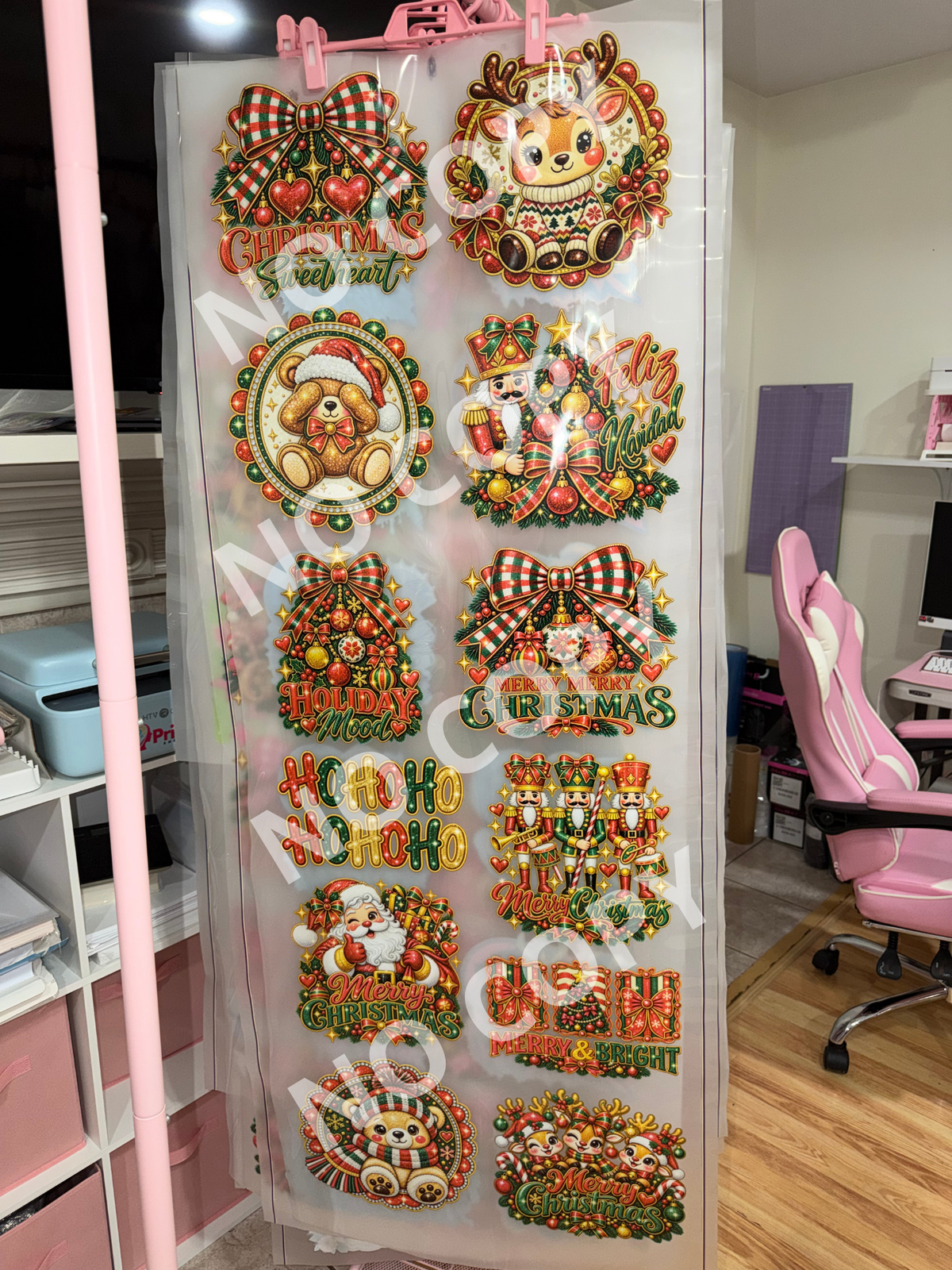 Lámina De DTF- Navidad Tradicional Lentejuelas